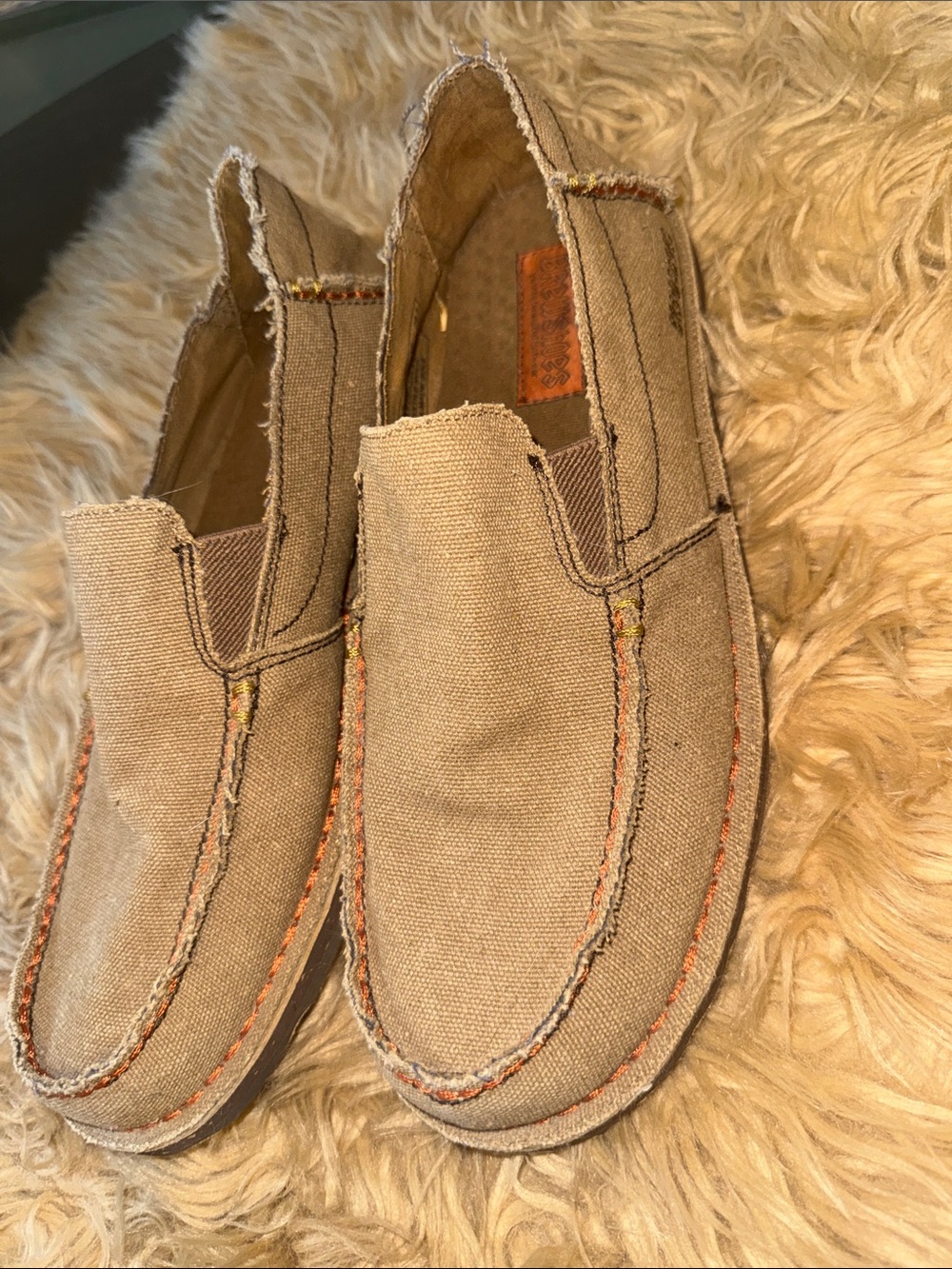 Brewshoes Men's Slip-On Canvas Loafers in Light Brown